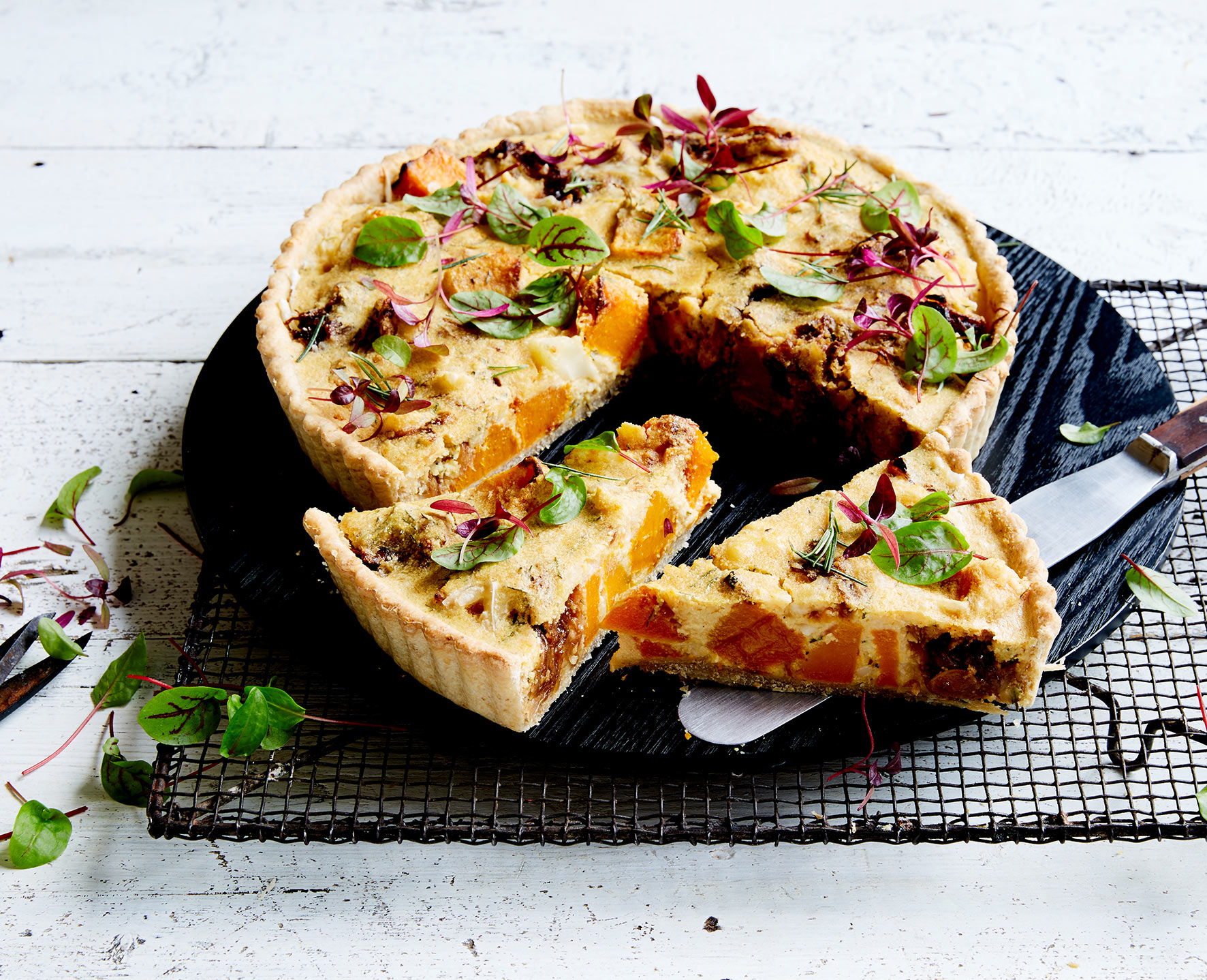 Pumpkin, Caramelised Onion & Rosemary Tart - Vegan Recipe