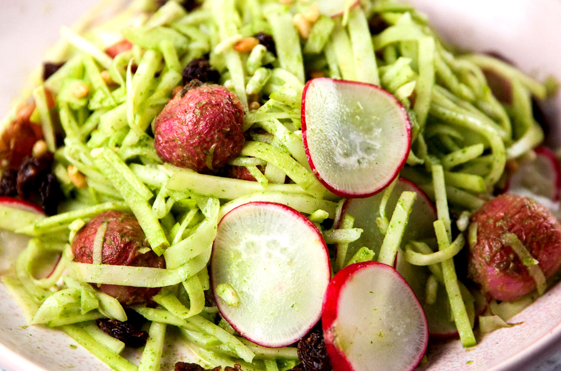 roasted radish and kohlrabi salad