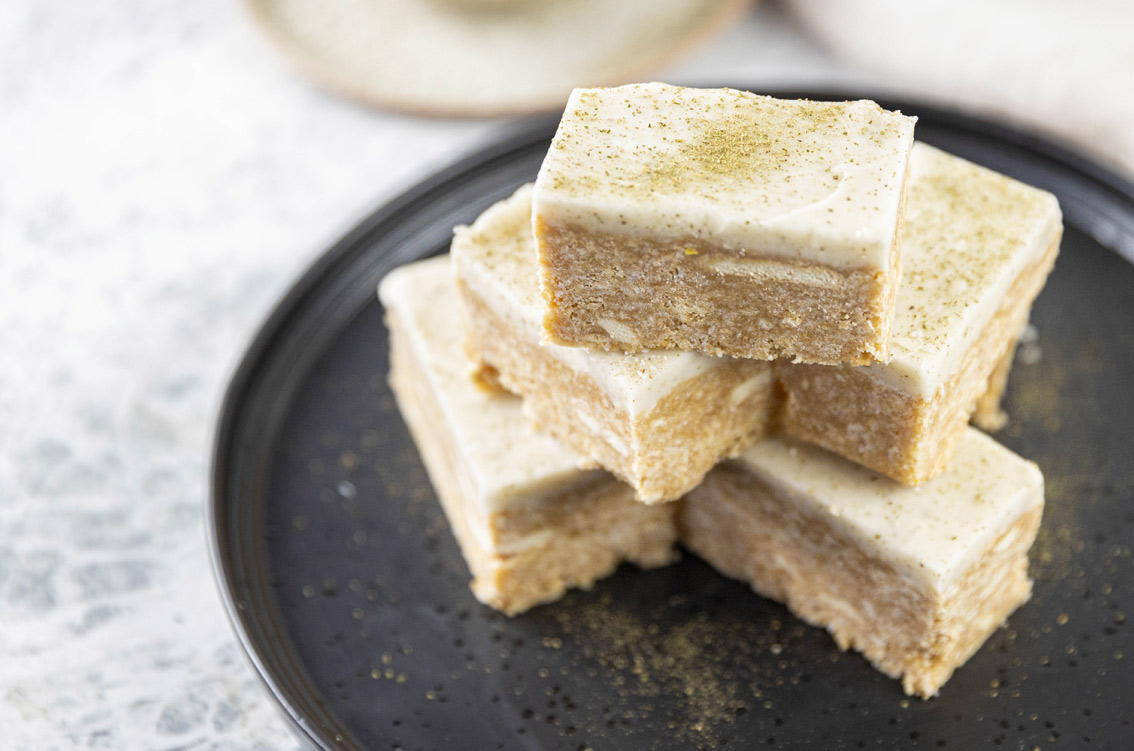 mouth watering vegan lemon slice on plate