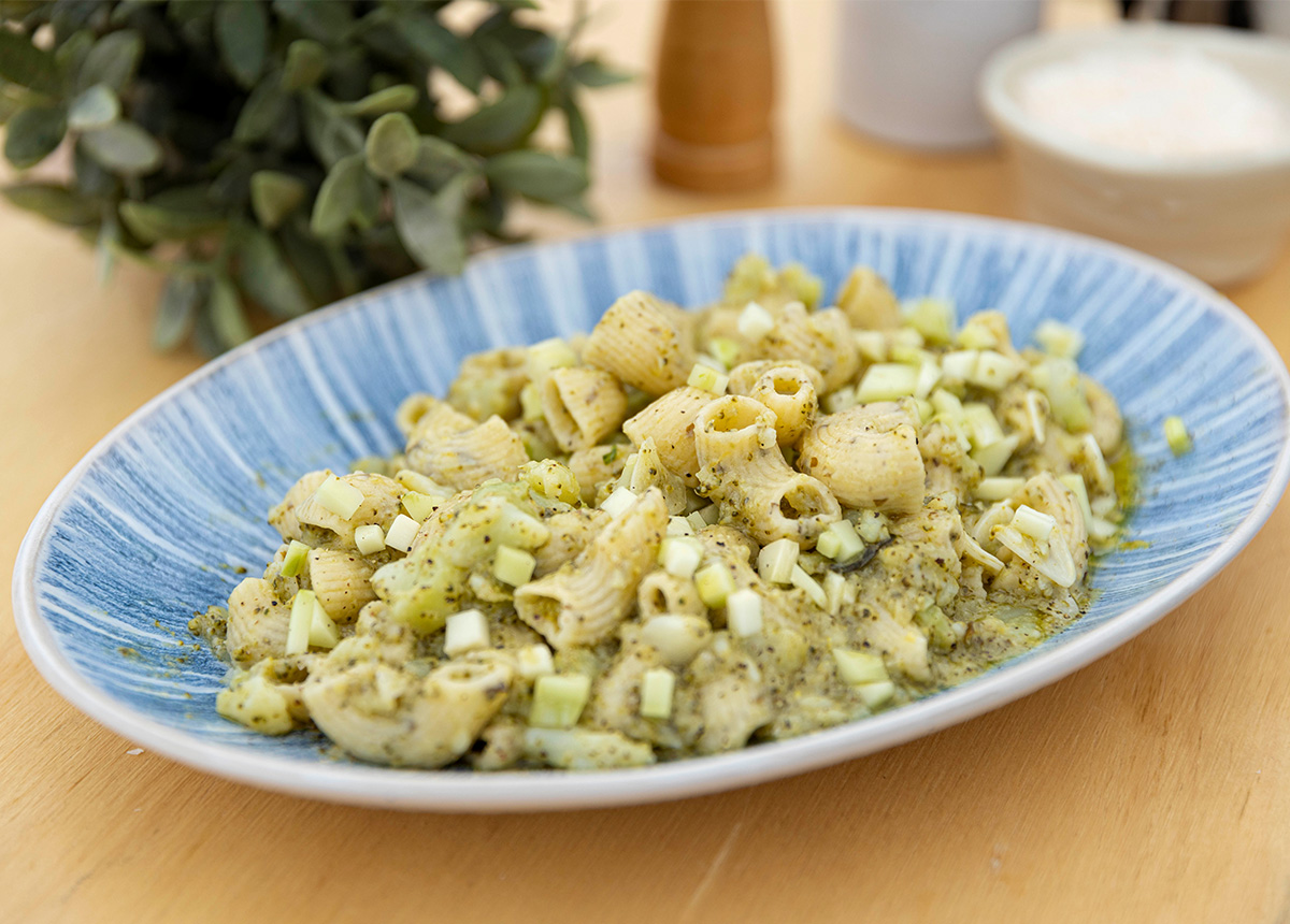 Kelp Pasta Broccoli dish on a plate.