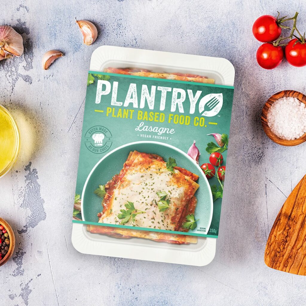 An overhead shot of Plantry's vegan lasagne.