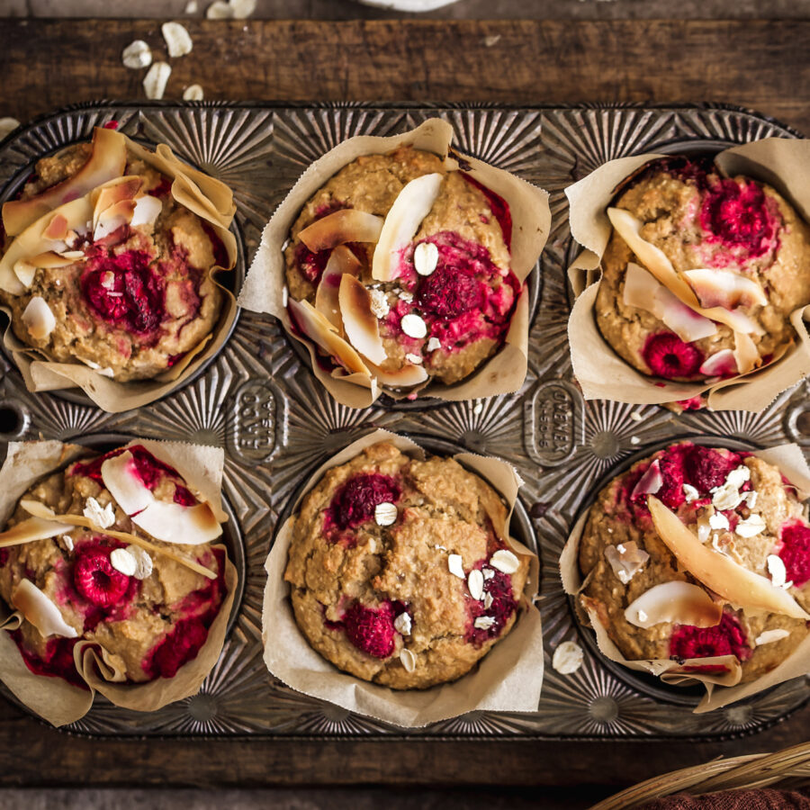 Banana raspberry muffins