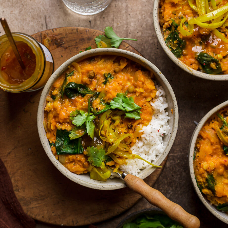 Spinach Curry with rice